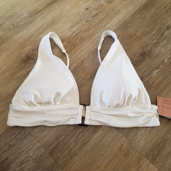 NWT Shade & Shore Off White Plunge Bikini Top Size XL - Picture 1 of 6